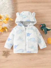 Cozy & Cute Dinosaur Hooded Fleece Jacket for Kids - Soft, Warm Zip-Up Coat for Boys & Girls, Perfect for Fall/Winter Outdoor Play