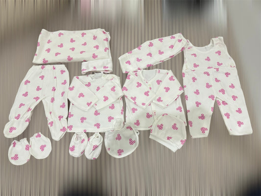 11 pieces white & pink fleece starter set